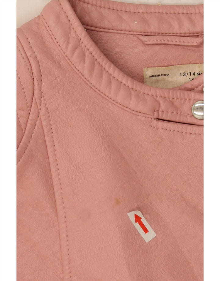 Zara Jaqueta de couro sintético para meninas 13-14 anos poliéster rosa