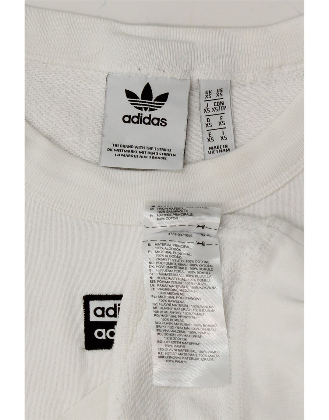 ADIDAS Mens Loose Fit Sweatshirt Jumper XS White Cotton Vintage Adidas and Second-Hand Adidas from Messina Hembry 