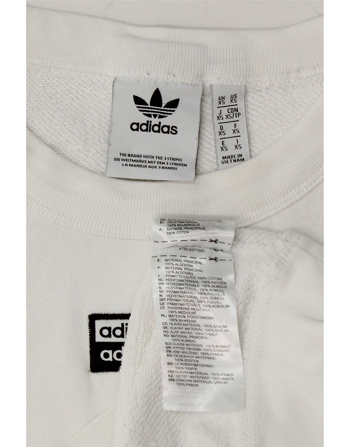 ADIDAS Mens Loose Fit Sweatshirt Jumper XS White Cotton Vintage Adidas and Second-Hand Adidas from Messina Hembry 