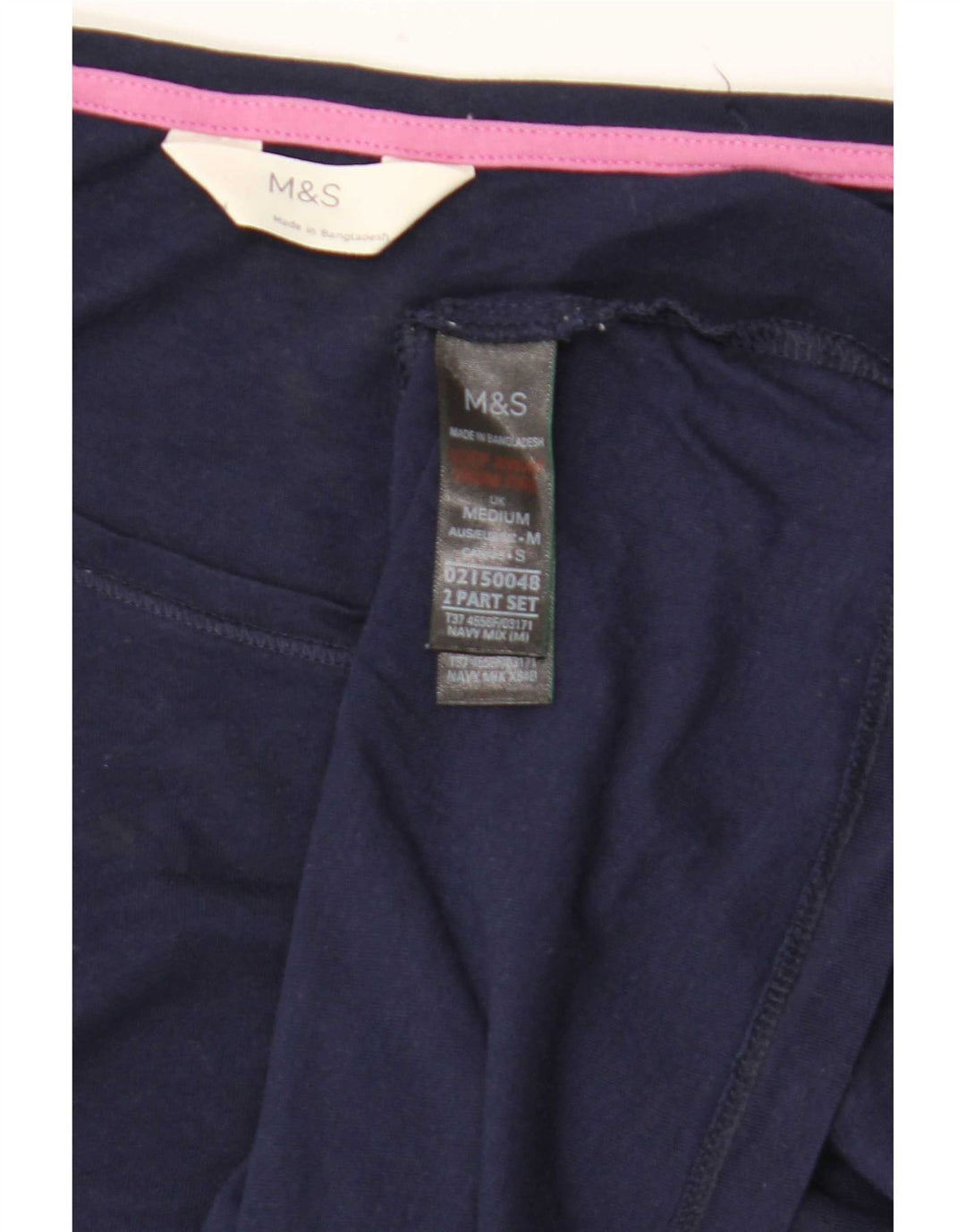Top feminino Marks & Spencer manga comprida Reino Unido 14 algodão azul marinho médio