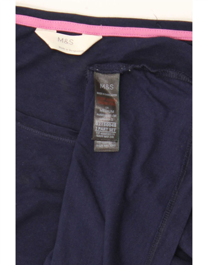 Top feminino Marks & Spencer manga comprida Reino Unido 14 algodão azul marinho médio