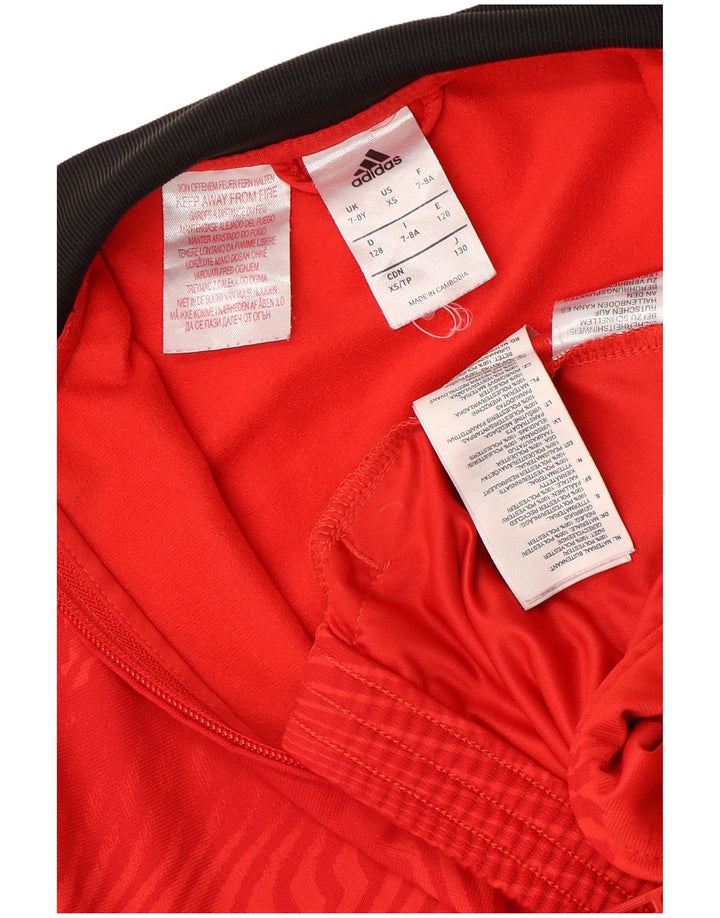 ADIDAS Meninos Graphic Tracksuit Top Jacket 7-8 Years Vermelho Colorblock