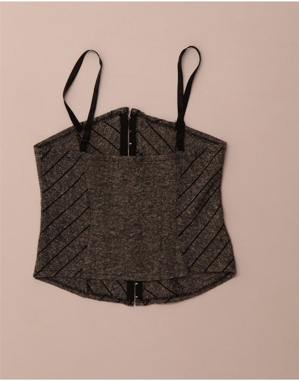 Top espartilho feminino vintage IT 44 lã listrada cinza médio