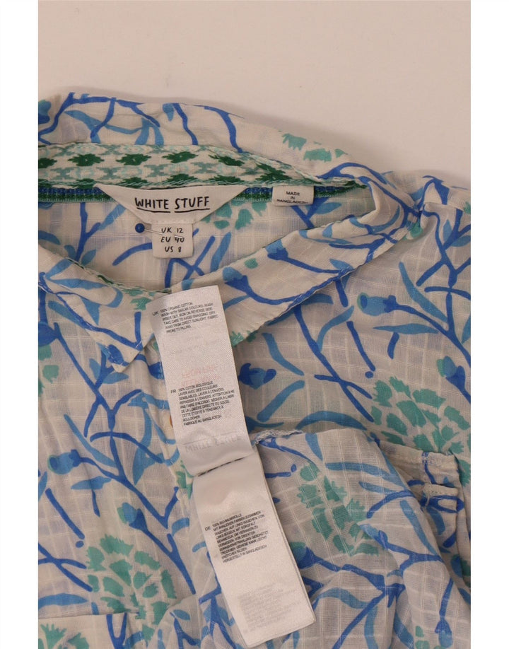 Camisa feminina de manga curta White Stuff UK 12 algodão floral médio