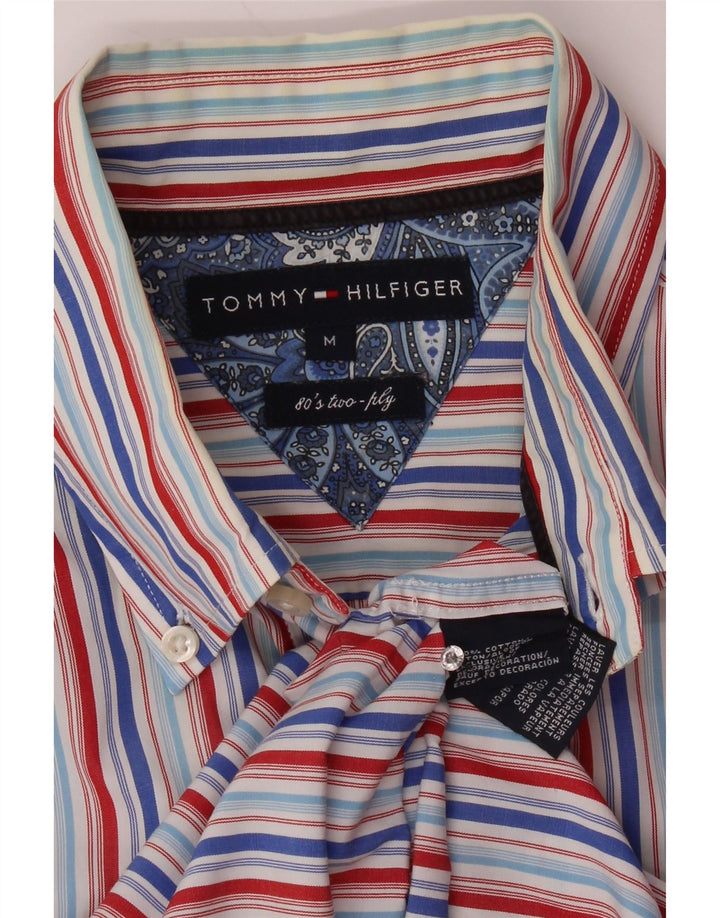 Camisa masculina TOMMY HILFIGER de algodão listrado azul médio