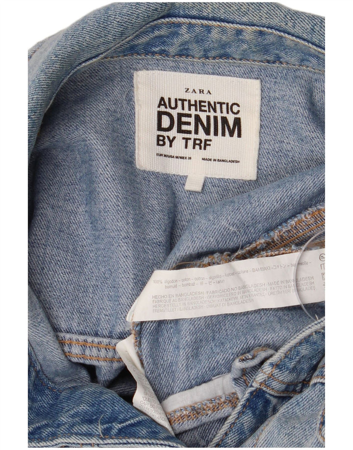 Jaqueta jeans feminina ZARA UK 14 grande algodão azul