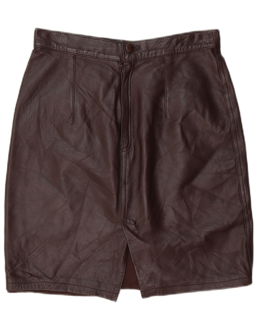 Saia feminina de couro VINTAGE IT 44 médio W28 couro marrom