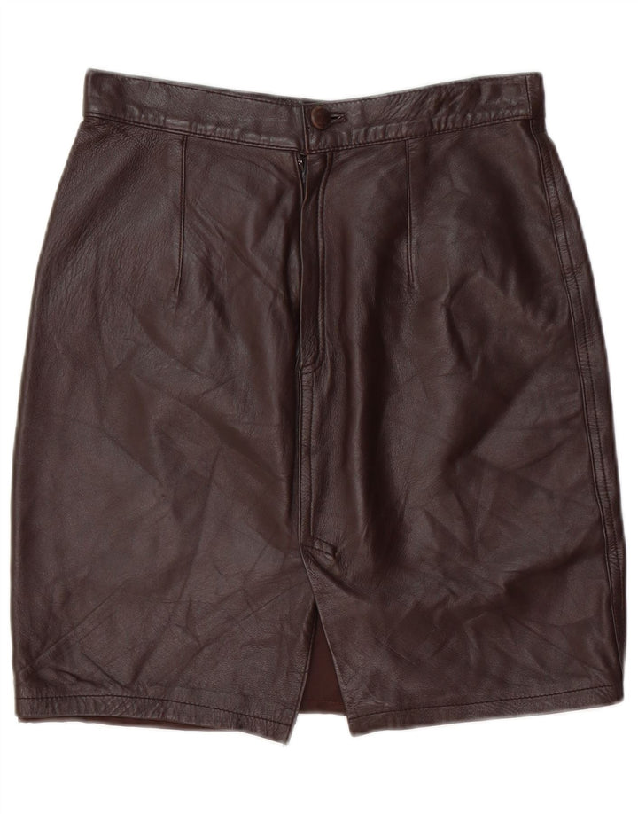 Saia feminina de couro VINTAGE IT 44 médio W28 couro marrom