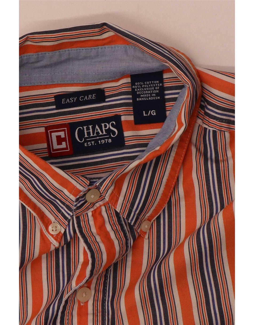 Camisa masculina Chaps Easy Fit grande algodão listrado laranja
