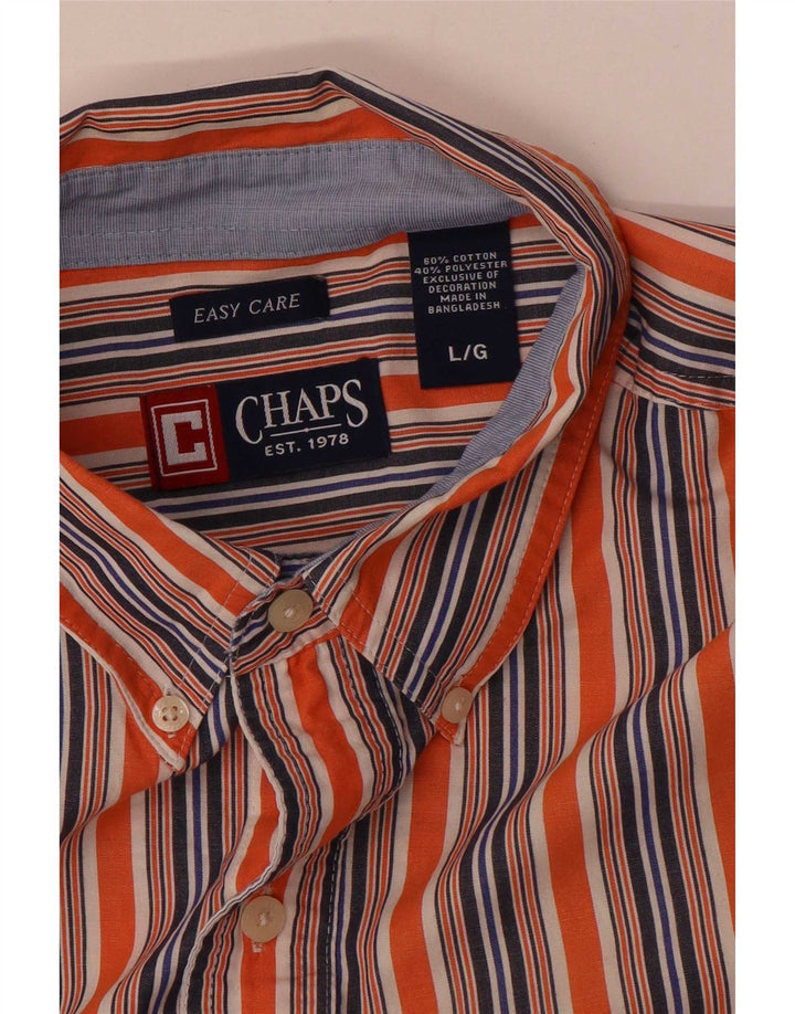 Camisa masculina Chaps Easy Fit grande algodão listrado laranja