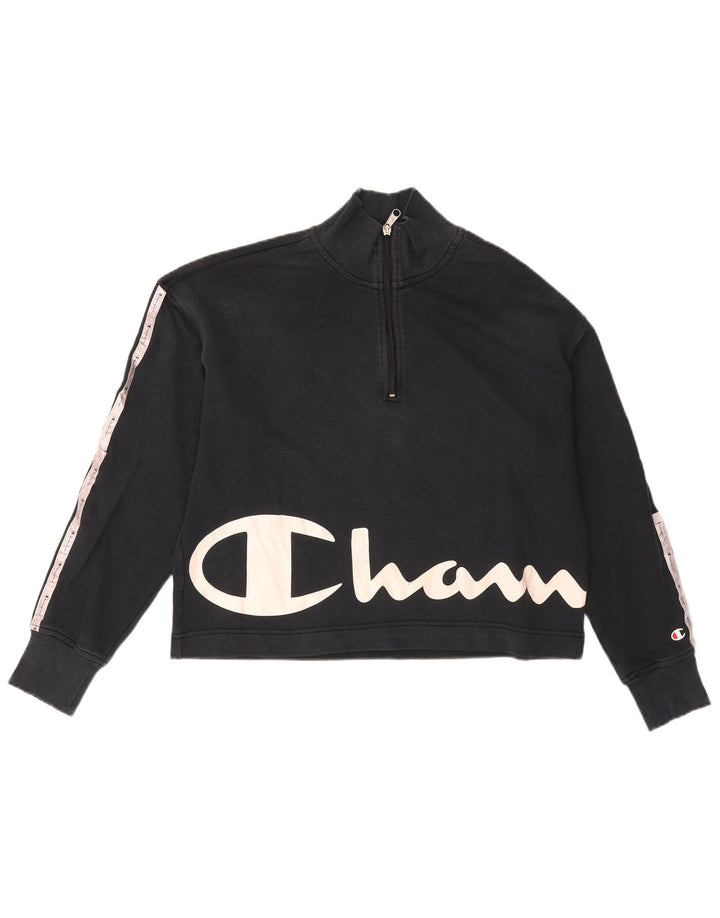 Jumper de moletom gráfico grande feminino Champion UK 16 grande preto
