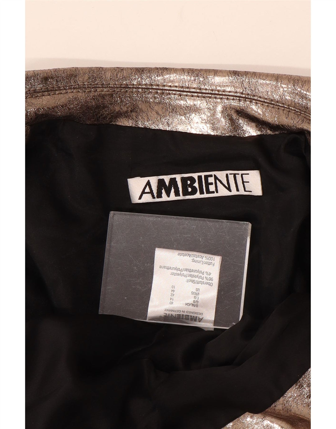 Jaqueta utilitária feminina de couro sintético AMBIENTE Reino Unido 14 grande poliéster marrom