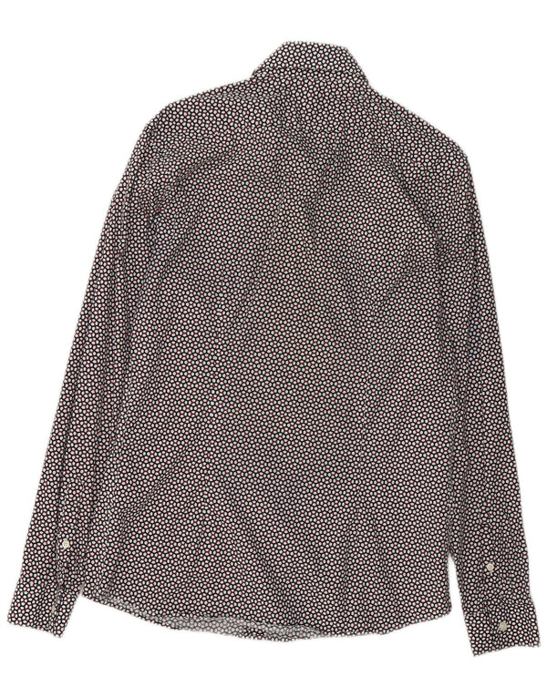 Camisa masculina Reiss Slim Fit média de algodão geométrico multicolorido