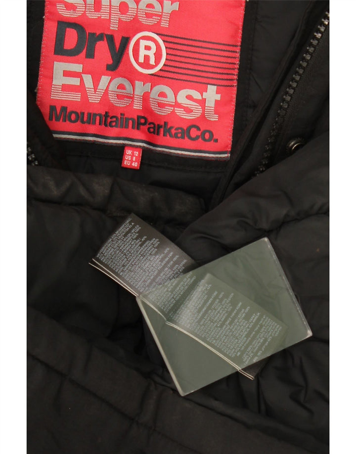 Jaqueta Parka Feminina Superdry com Capuz UK 12 Médio Preto Nylon