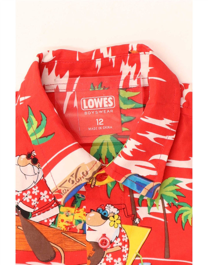 Camisa de manga curta Lowes Boys com padrão abstrato 11-12 anos vermelho havaiano