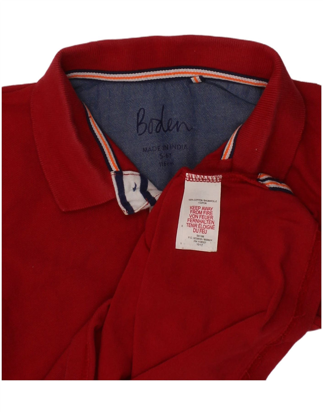 Camisa polo masculina BODEN 5-6 anos algodão vermelho