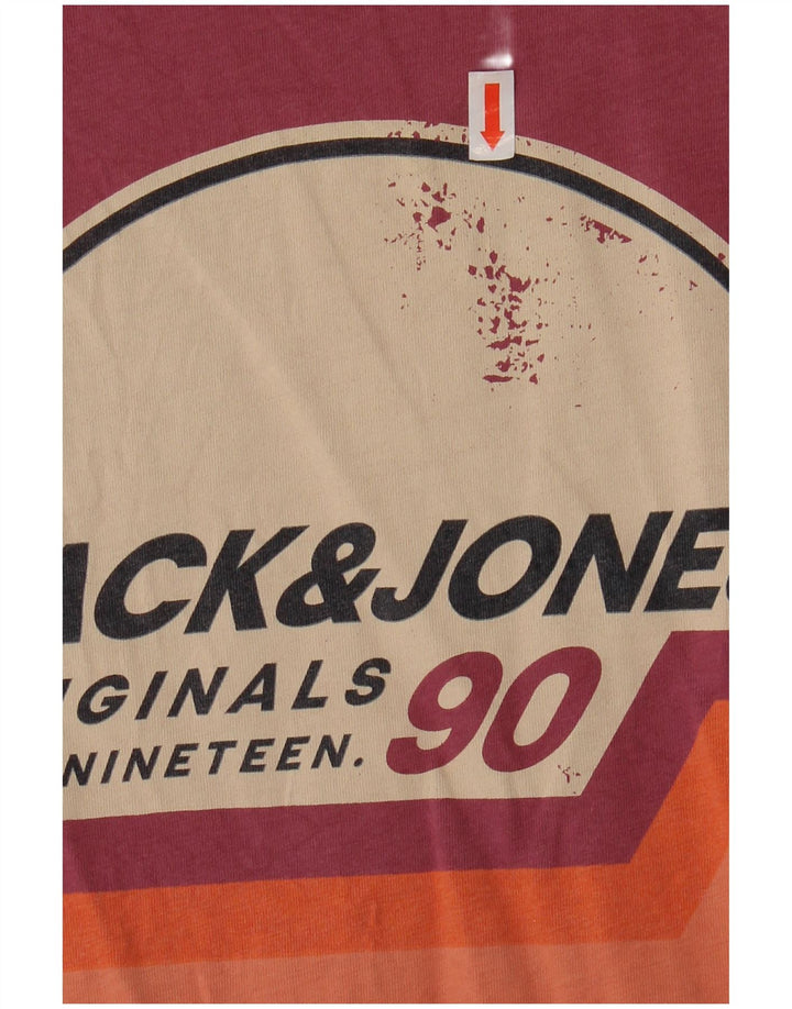 JACK & JONES Camiseta masculina gráfica Top médio algodão Borgonha
