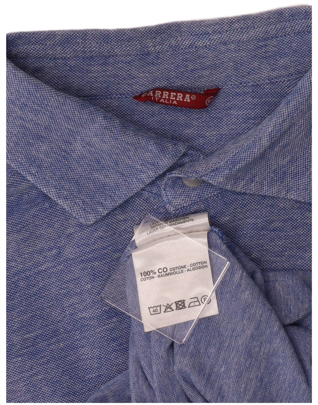 Camisa masculina Carrera XL algodão manchado azul