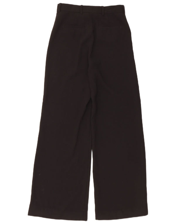 Zara Calça feminina casual cintura alta perna larga pequena W26 L30 preta