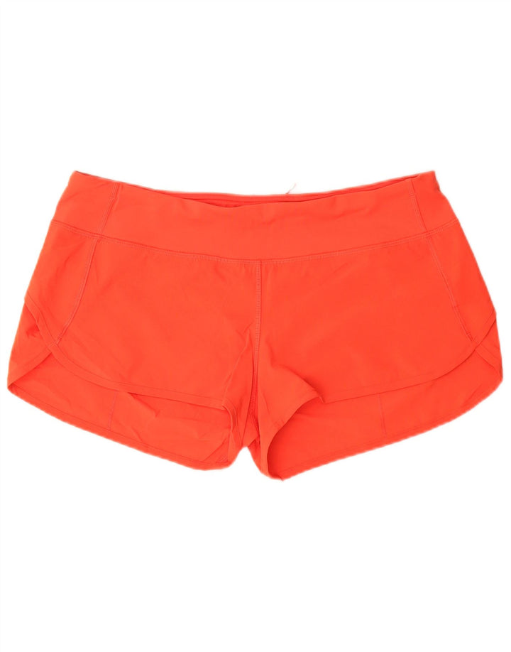 Shorts esportivos femininos Lululemon US 10 poliéster laranja grande