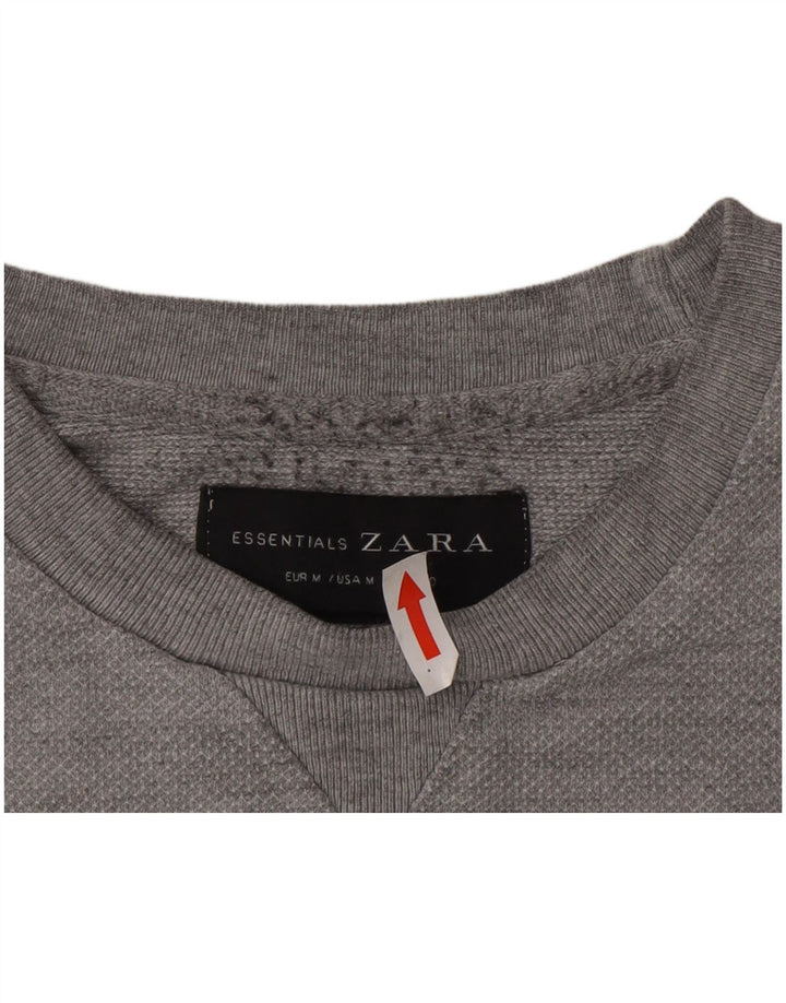 Zara Moletom Masculino Jumper Médio Cinza Algodão