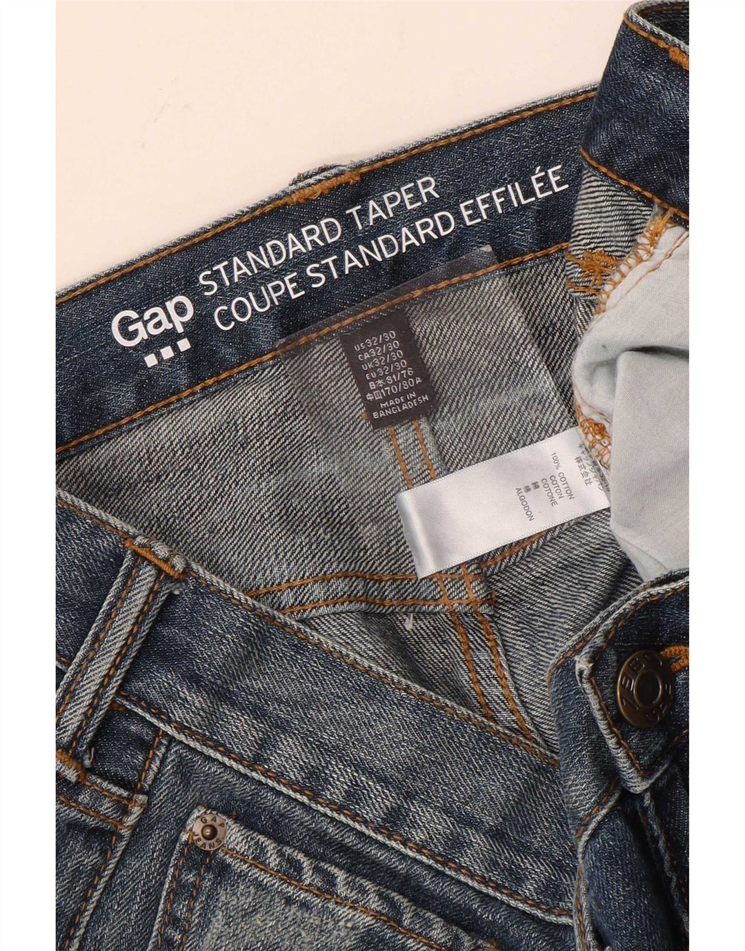 Jeans masculinos Gap Standard Distressed Tapered W32 L30 Azul Algodão