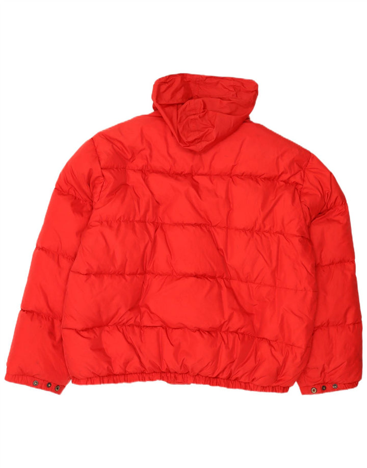 Jaqueta acolchoada com capuz masculina vintage UK 40 grande poliamida vermelha