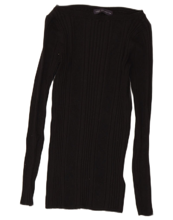 Top feminino Marks & Spencer sem ombros Reino Unido 8 viscose preta pequena