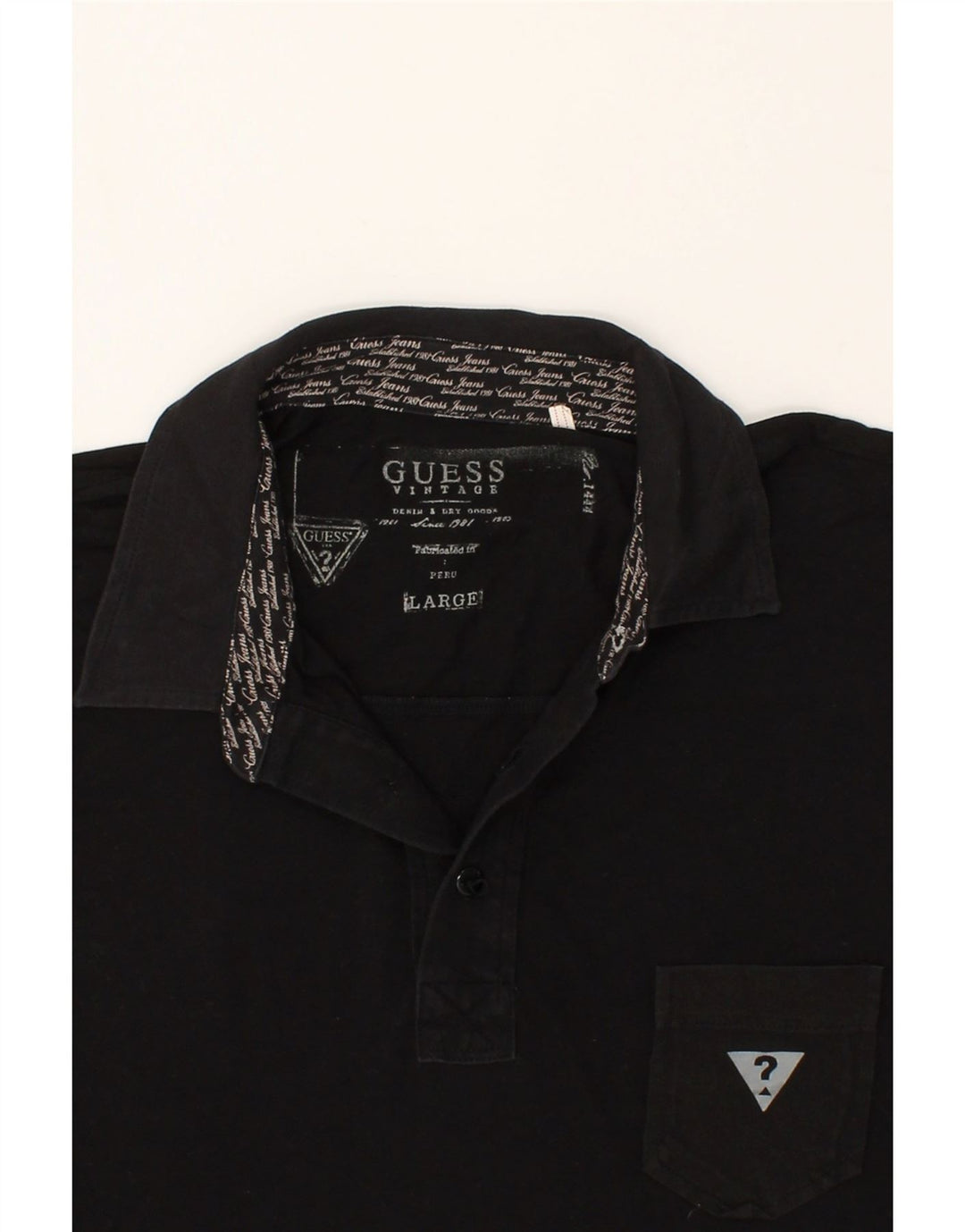 Camisa pólo gráfica masculina GUESS grande preta