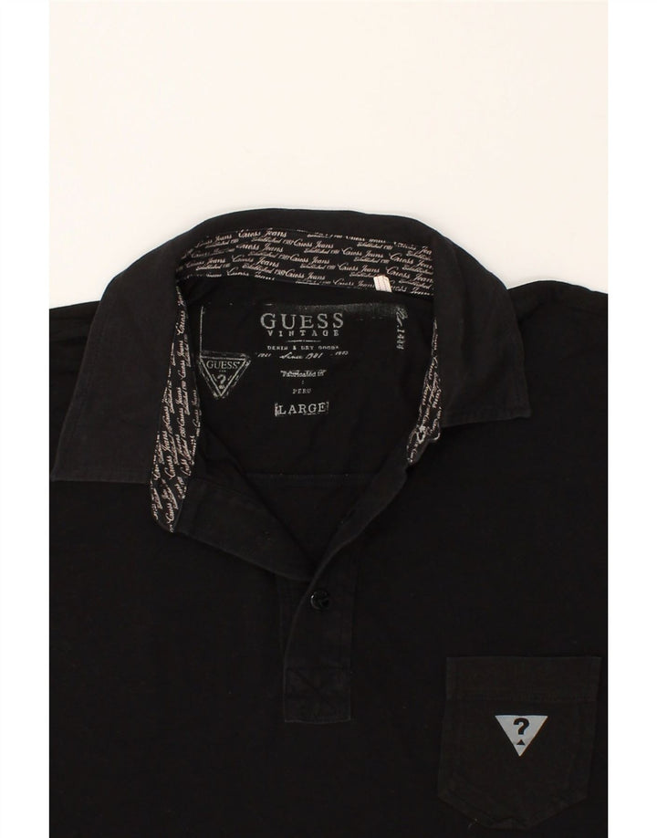 Camisa pólo gráfica masculina GUESS grande preta
