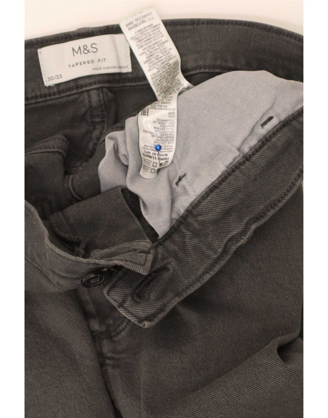 Calça jeans masculina Marks & Spencer Tapered W30 L33 algodão cinza