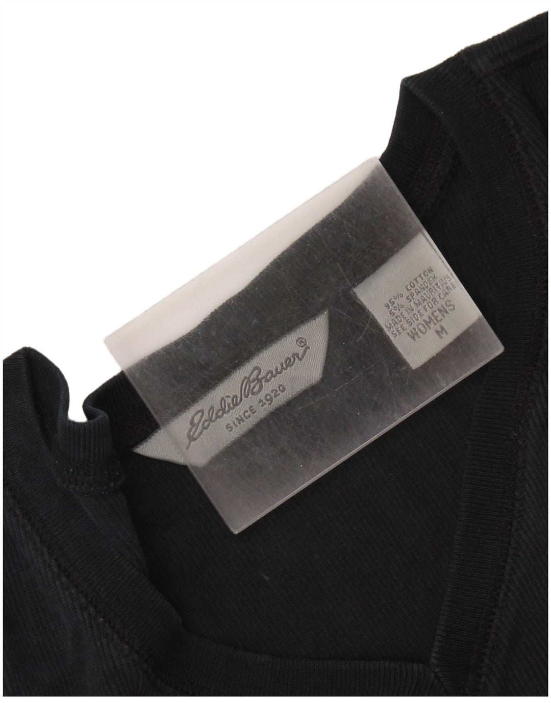 EDDIE BAUER Top feminino manga comprida Reino Unido 14 algodão preto médio