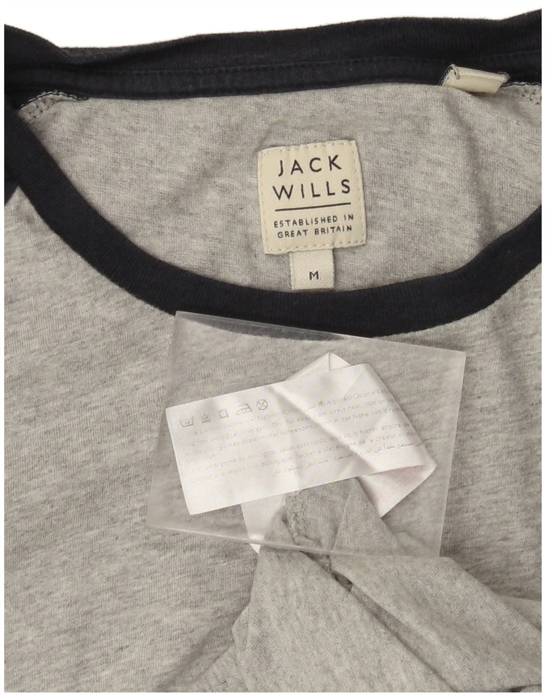JACK WILLS Top masculino de manga comprida cinza médio algodão colorblock