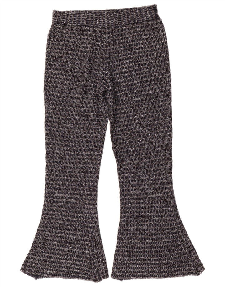 Calça feminina Zara Knit Flare Médio W30 L30 Azul Marinho Listrado Poliéster