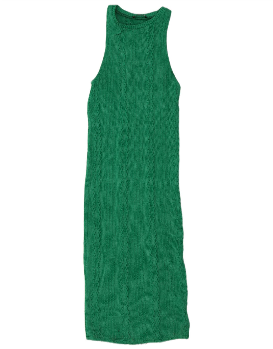 Vestido bodycon feminino maxi sem mangas Zara Reino Unido 12 poliéster verde médio