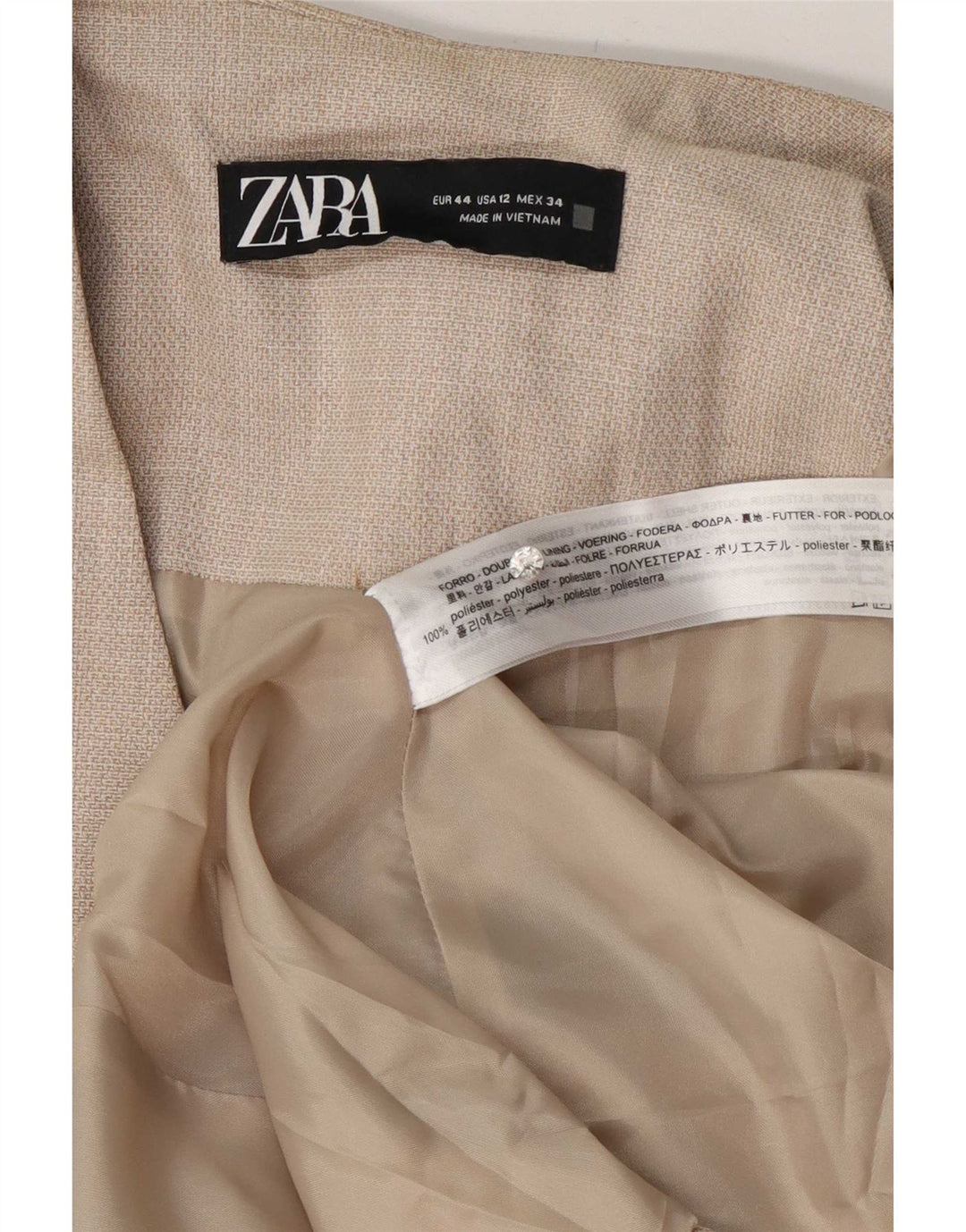 Jaqueta blazer feminina Zara com 1 botão EU 44 XL bege poliéster