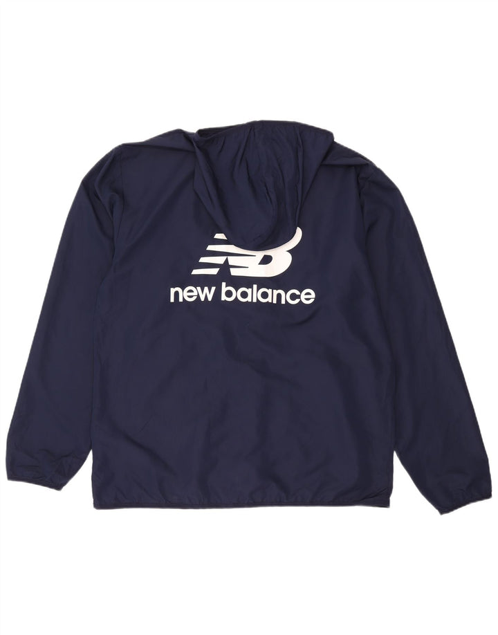 Jaqueta de chuva masculina New Balance Graphic com capuz grande poliéster azul marinho