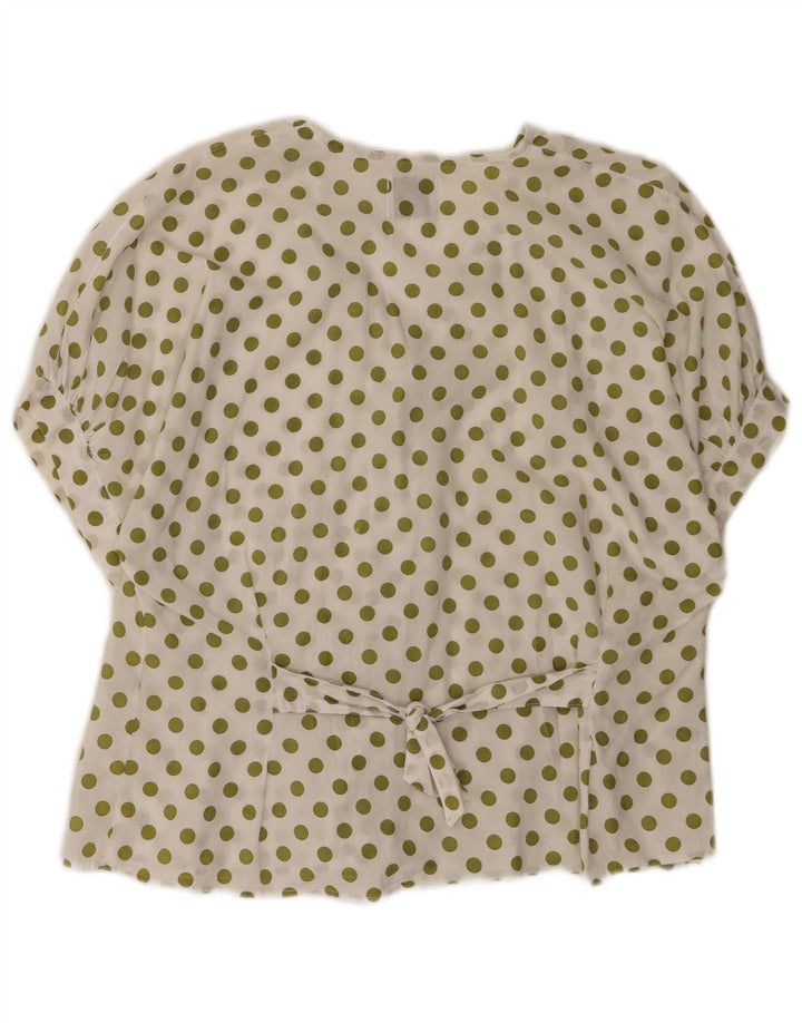 Blusa feminina de manga curta Benetton IT 44 bolinhas brancas médias