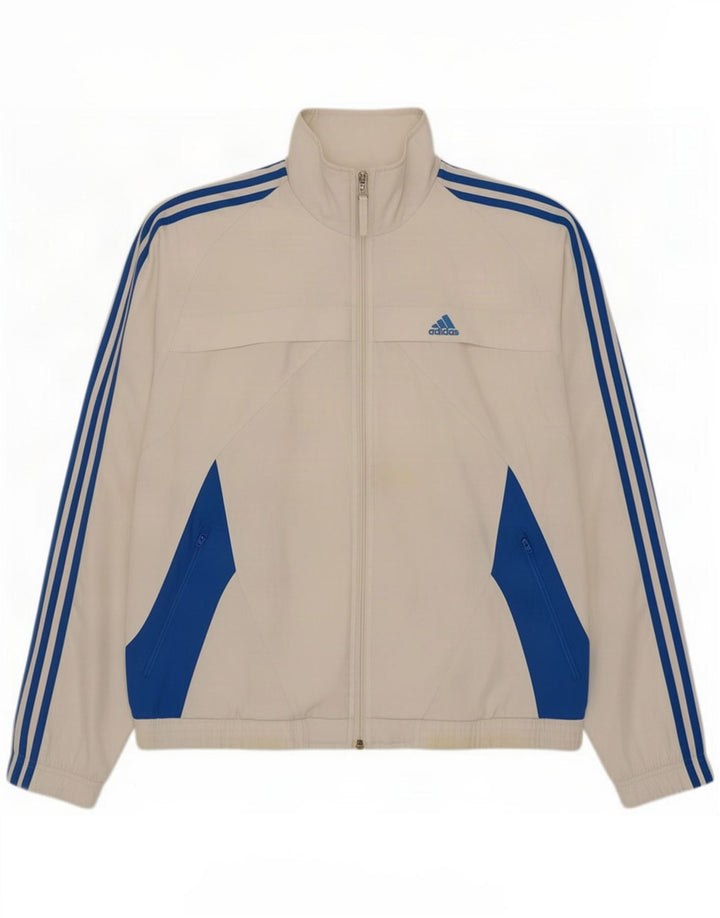 Adidas Mens Tracksuit Top Jacket UK 36/38 Pequeno Branco Colorblock Poliéster