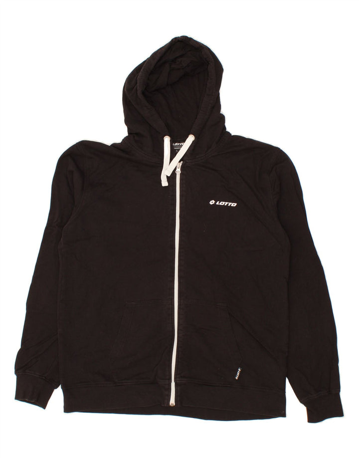 LOTTO Mens Zip Hoodie Sweater Large Black Cotton Vintage Lotto and Second-Hand Lotto from Messina Hembry 