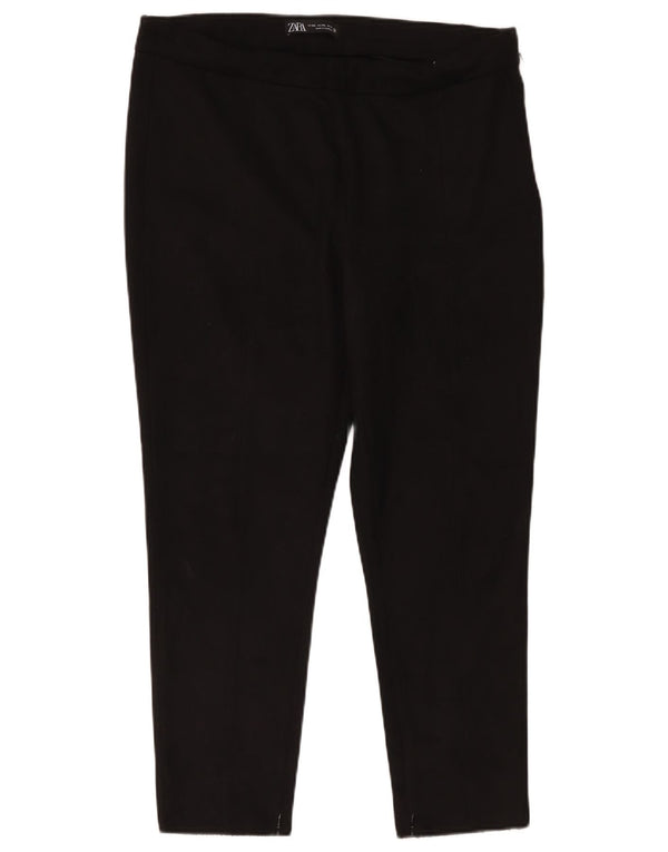 Zara Calça feminina cônica cortada 2XL W34 L25 poliéster preto