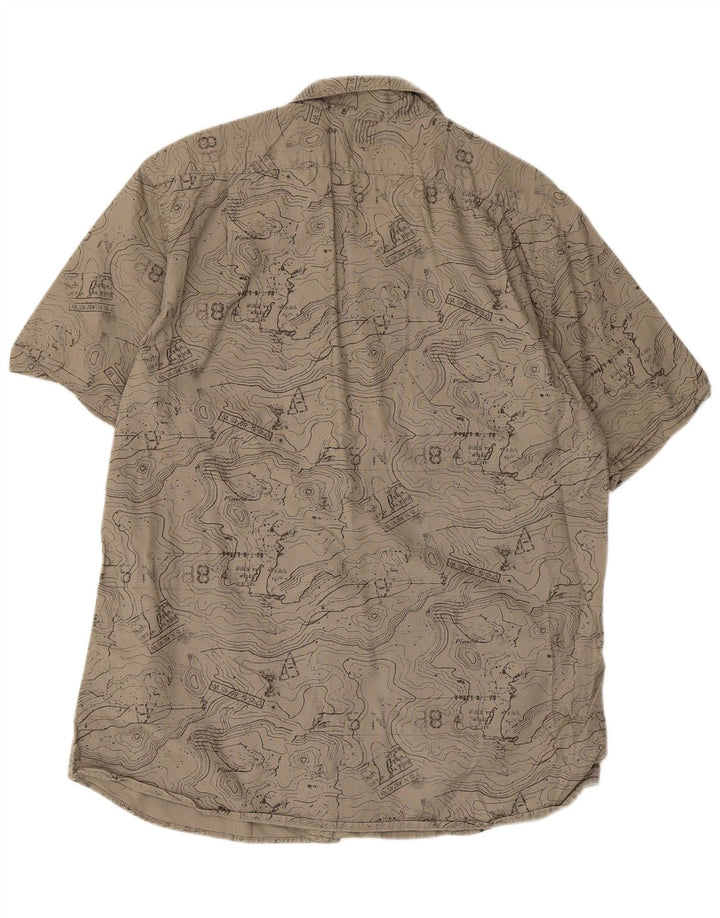 Camisa masculina Eddie Bauer com padrão abstrato clássico ajuste grande algodão bege
