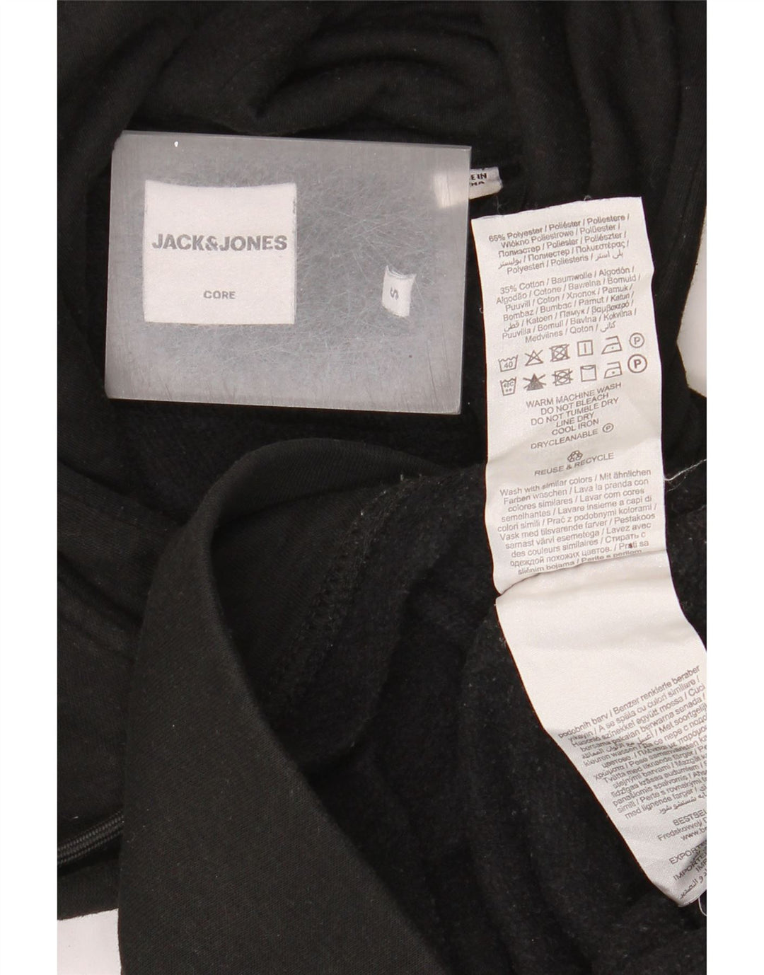 Jack & Jones moletom com capuz gráfico masculino pequeno poliéster preto
