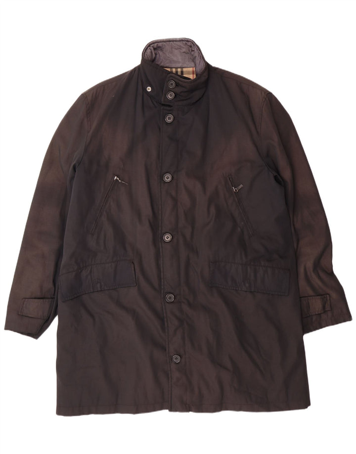 Sobretudo masculino BURBERRY UK 40 grande preto poliamida clássico