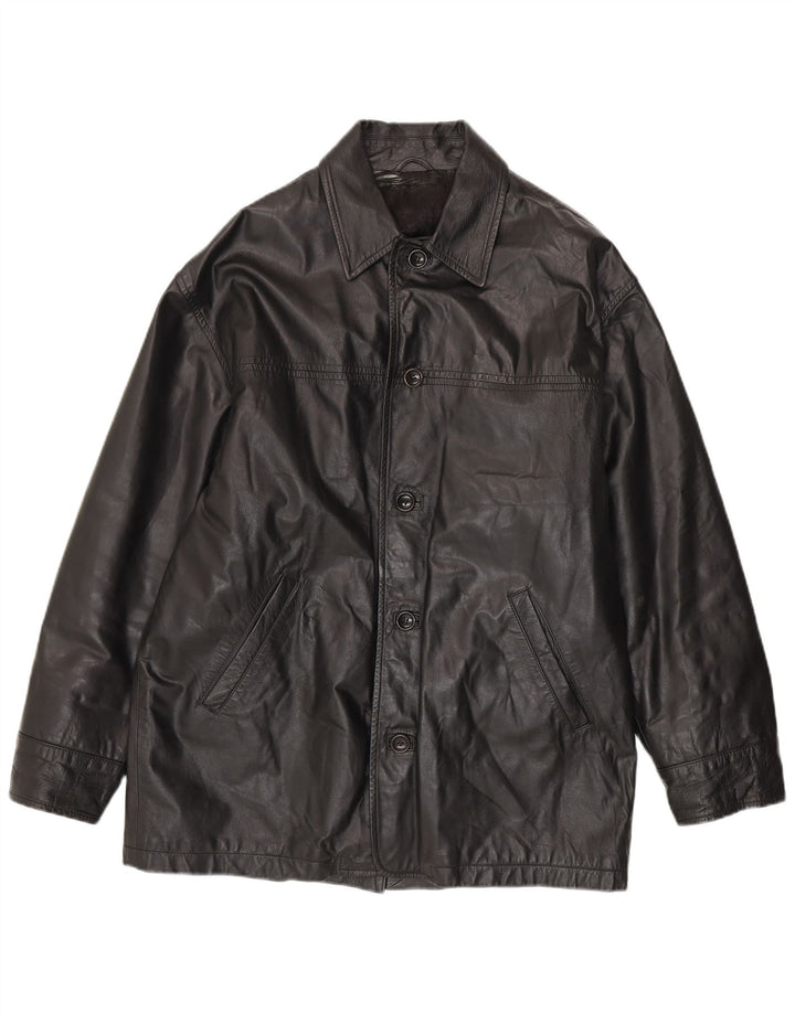 Jaqueta de couro masculina clássica UK 40 grande preta