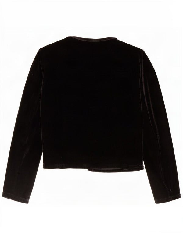 Vintage Womens Crop Velvet Full Zip Blazer Jacket UK 10 Small Black