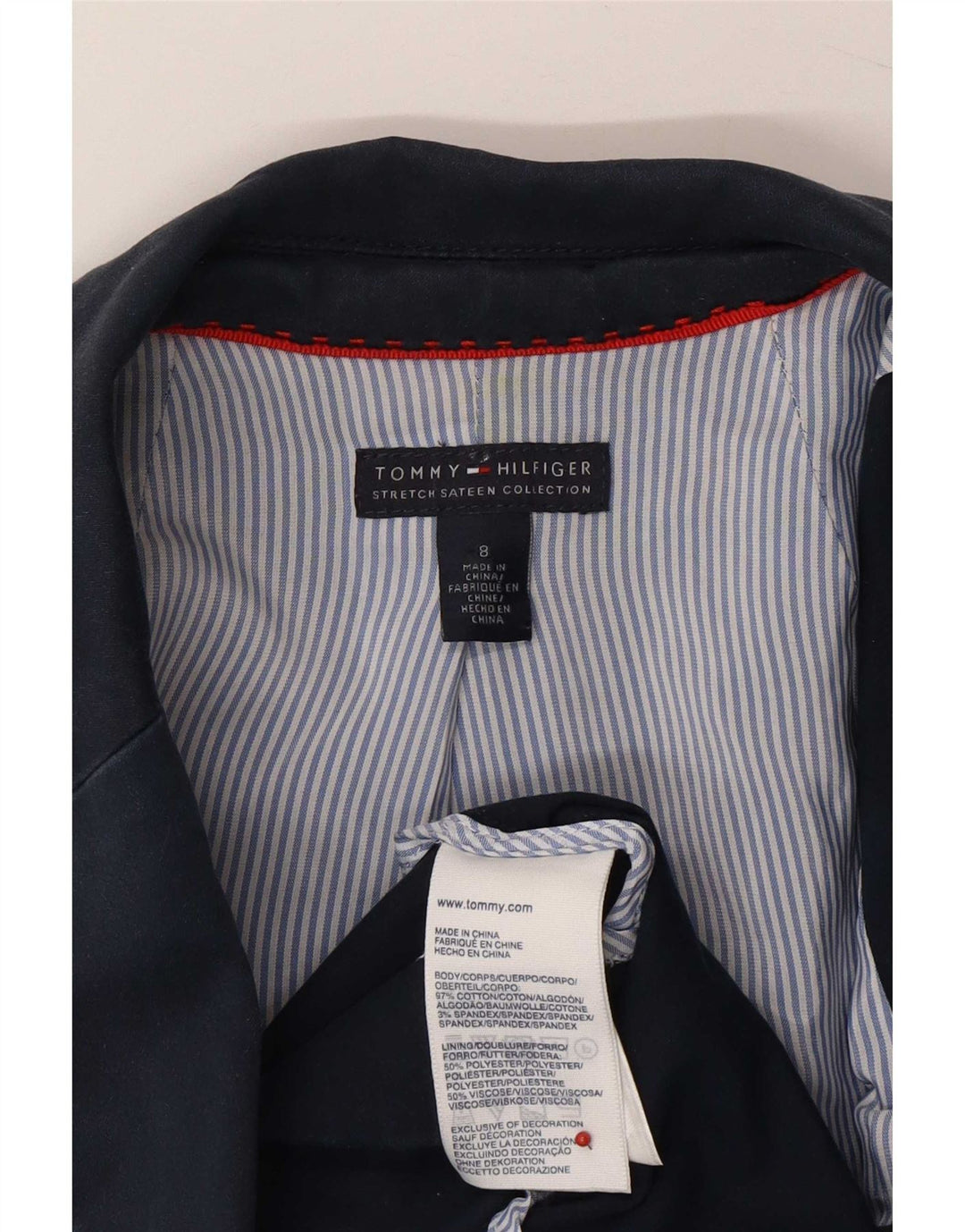 Tommy Hilfiger Jaqueta blazer feminina de 2 botões EUA 8 algodão azul marinho médio