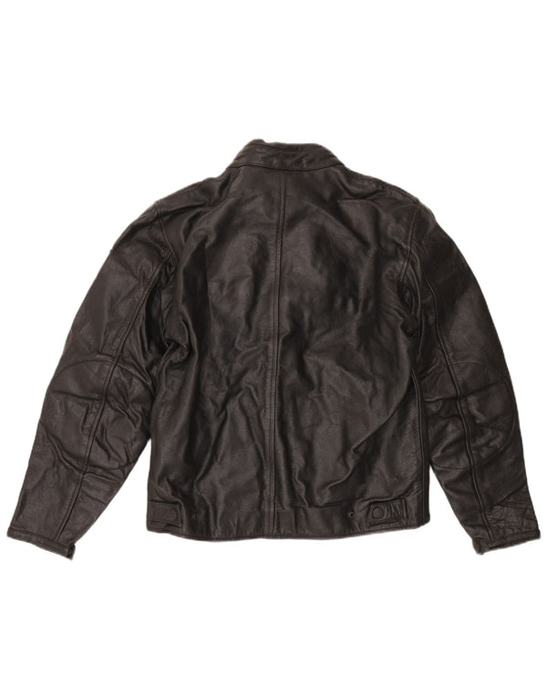 Jaqueta vintage feminina de couro Racer UK 16 grande preta