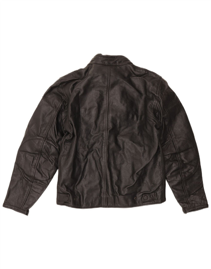 Jaqueta vintage feminina de couro Racer UK 16 grande preta