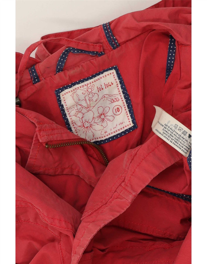 Jaqueta de Duffle com capuz para mulheres Fat Face UK 10 algodão vermelho pequeno
